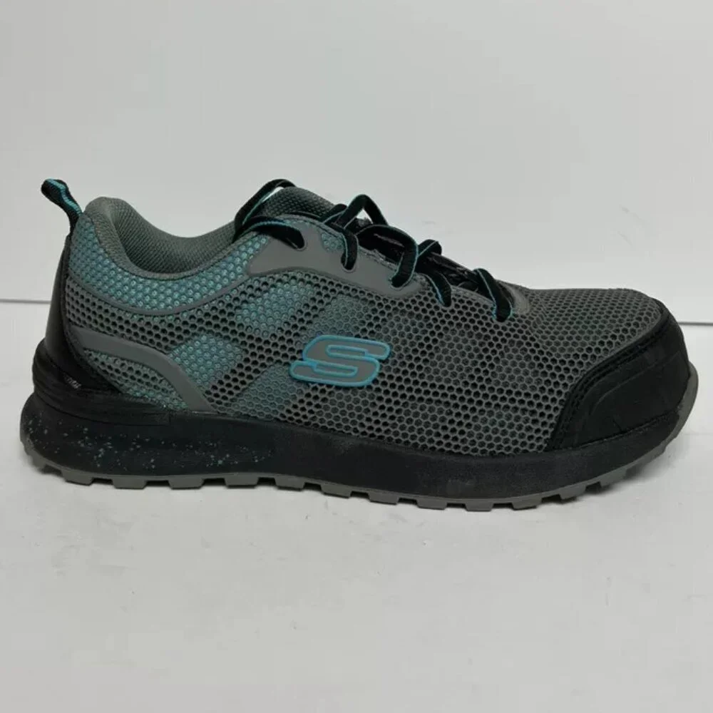 Skechers Womens Bulkin Lyndale Comp Toe Sneaker Gray Size 7.5 M